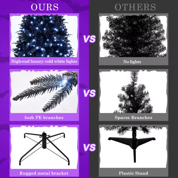 Hollyvia™ Prelit Black Christmas Tree