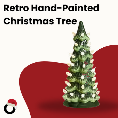 Hollyvia™ Retro Hand-Painted Tabletop Christmas Tree with LED Lights