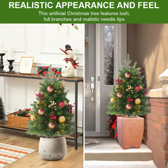 Hollyvia™ Festive Glow Outdoor & Indoor Christmas Tree with Ornaments