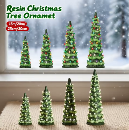 Hollyvia™ Retro Hand-Painted Tabletop Christmas Tree with LED Lights